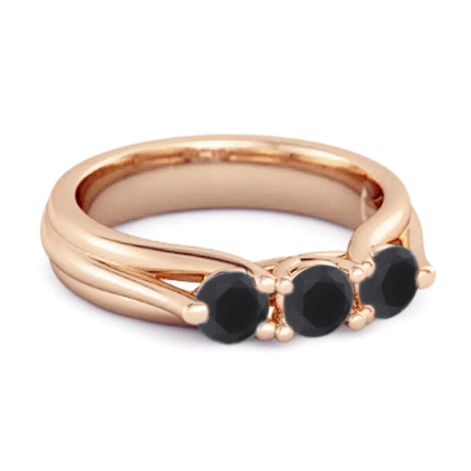 0.30 Ct Black Spinel Three-Stone Harmony 925 Silver Promise Ring