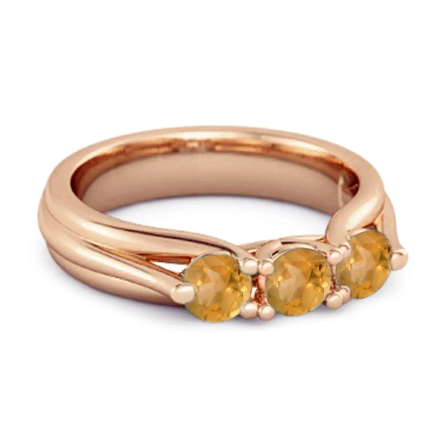 0.30 Ct Citrine Three-Stone Harmony 925 Silver Promise Ring