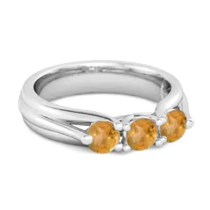 0.30 Ct Citrine Three-Stone Harmony 925 Silver Promise Ring