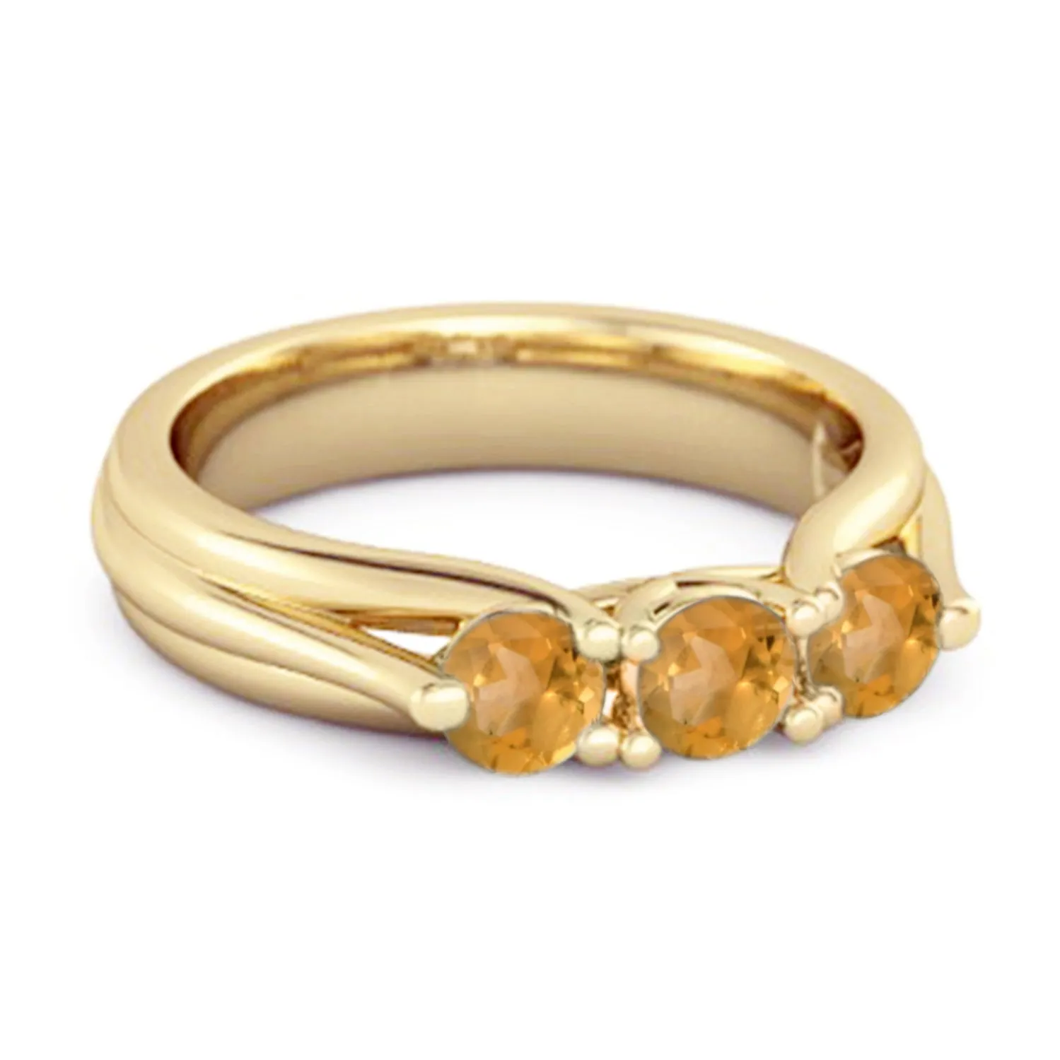 0.30 Ct Citrine Three-Stone Harmony 925 Silver Promise Ring