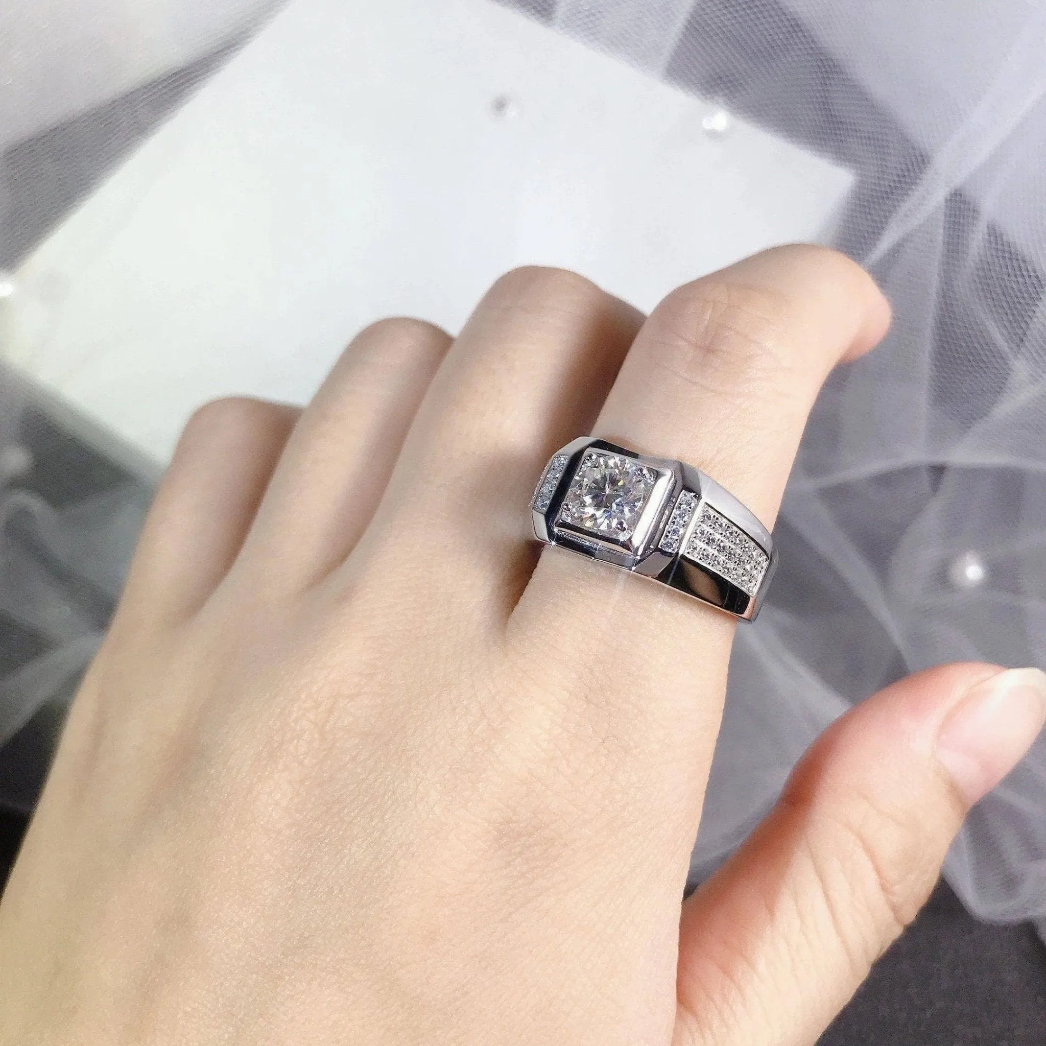 1.0 Ct 6.5mm Diamond Cluster Men's Rings