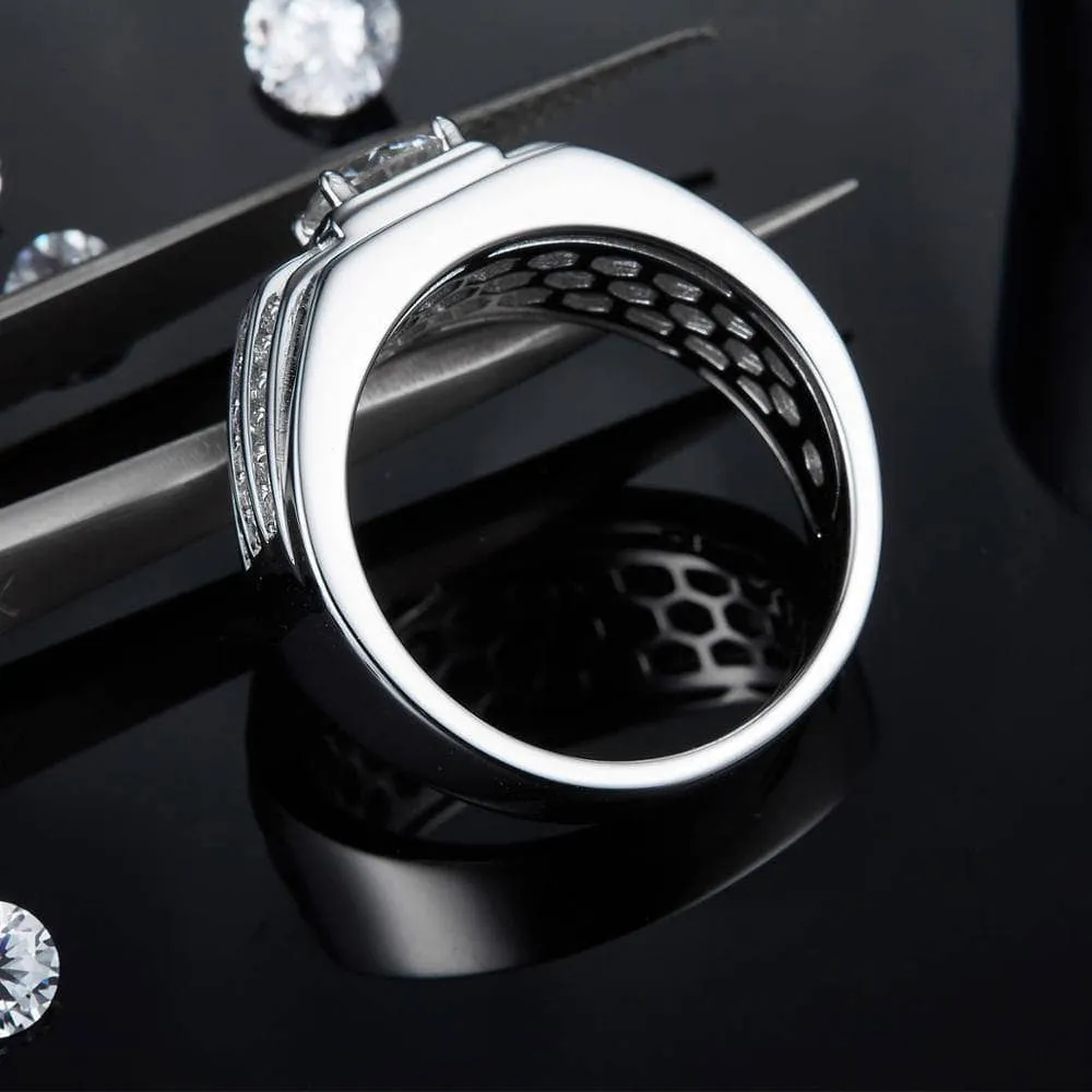 1.0ct 6.5mm Round Brilliant Men's Diamond Ring
