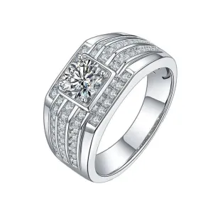 1.0ct 6.5mm Round Brilliant Men's Diamond Ring