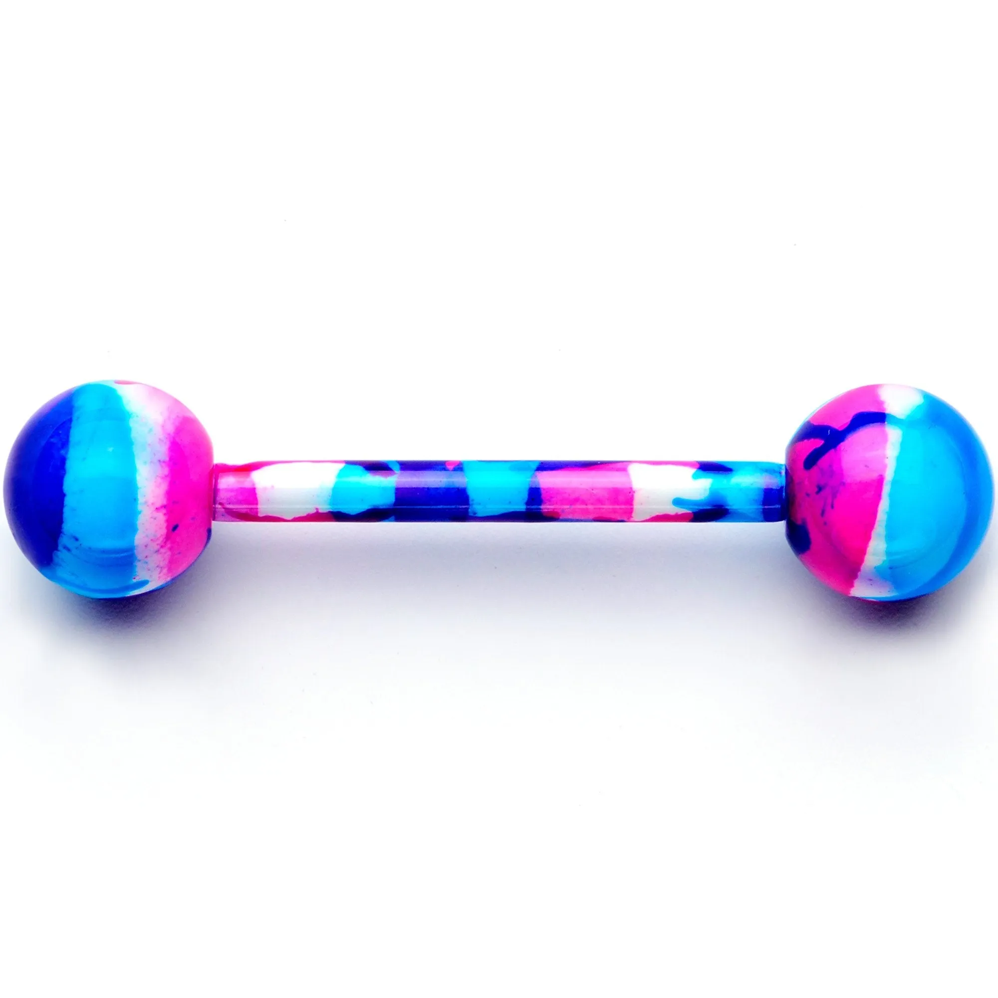 14 Gauge 5/8 Blue Pink Camouflage Straight Barbell Tongue Ring
