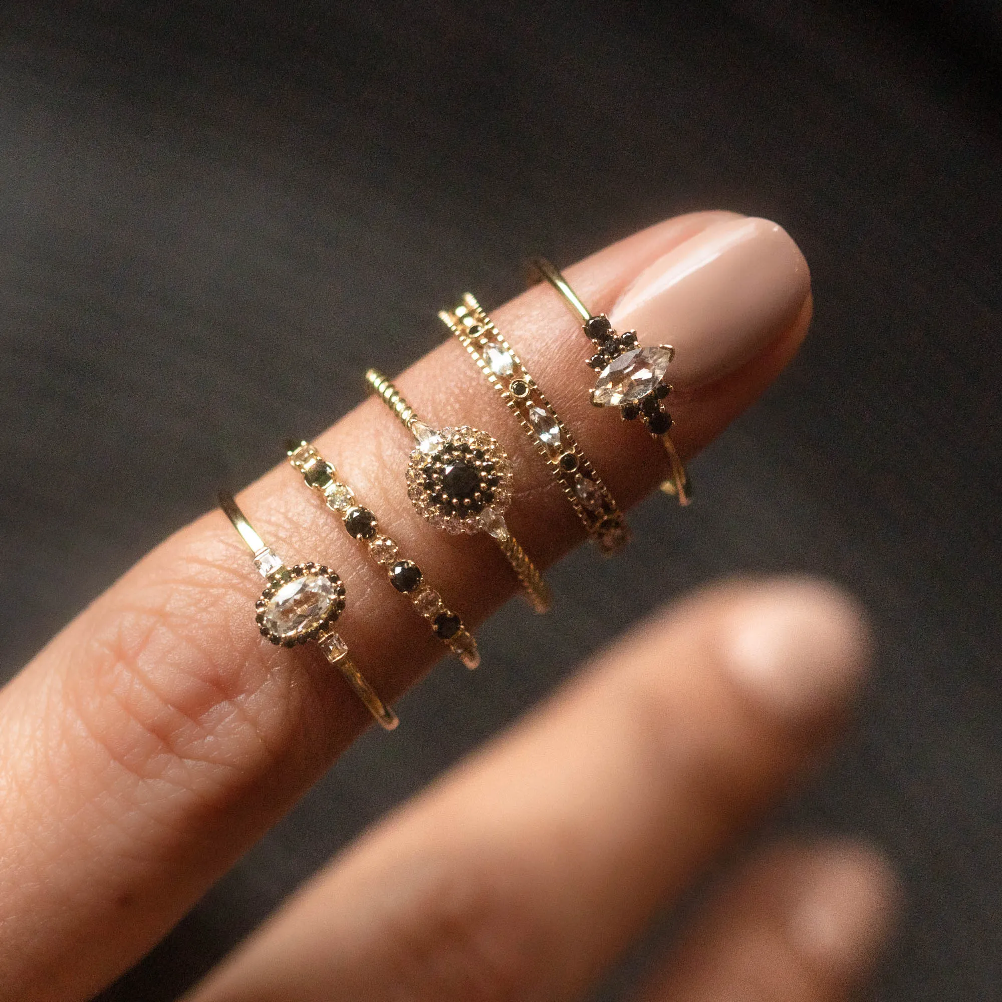 14k Ornate Black Diamond Band