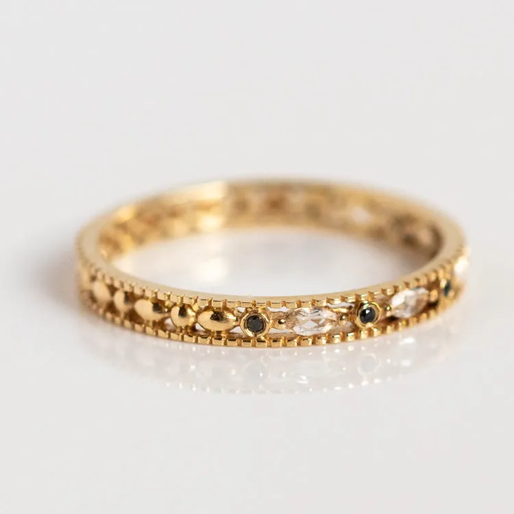 14k Ornate Black Diamond Band