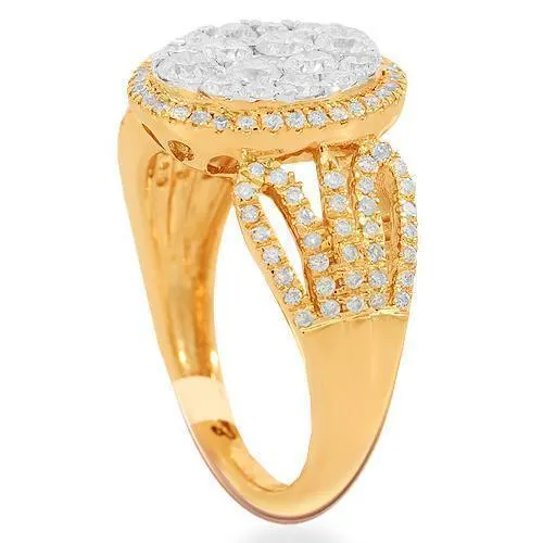14K Solid Rose Gold Womens Diamond Cocktail Ring 1.35 Ctw