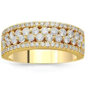 14K Solid Yellow Gold Womens Diamond Cocktail Ring 1.06 Ctw