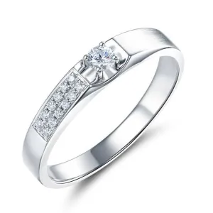 14K White Gold Wedding Band Natural Diamond