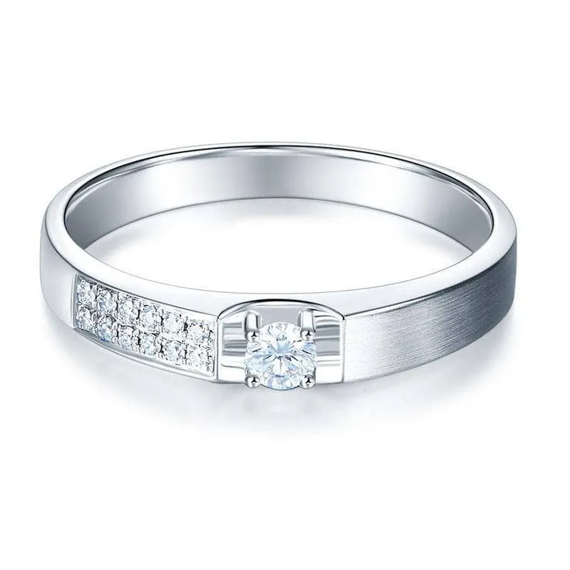 14K White Gold Wedding Band Natural Diamond