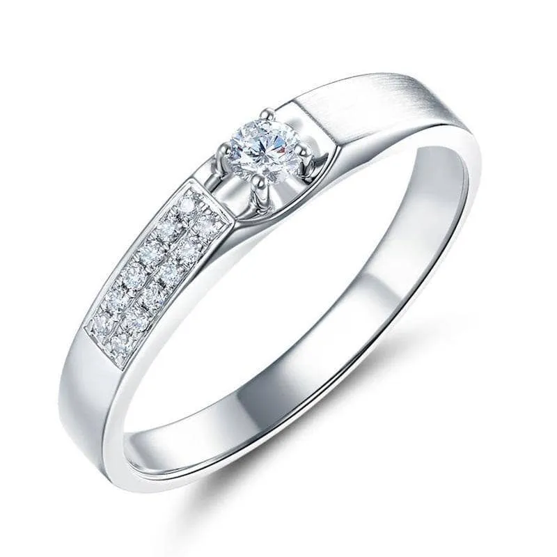 14K White Gold Wedding Band Natural Diamond