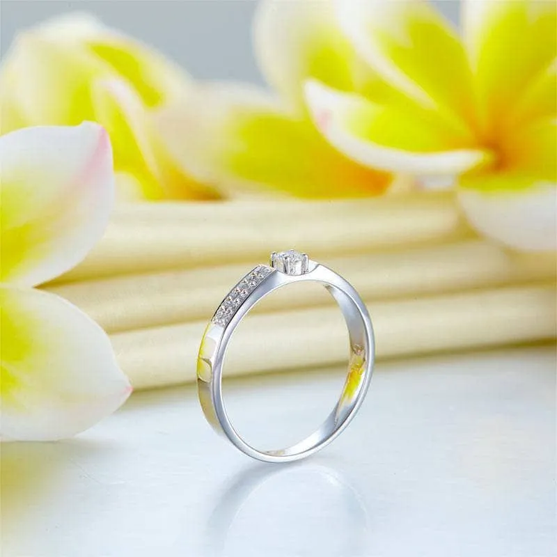14K White Gold Wedding Band Natural Diamond