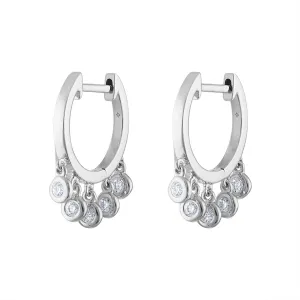 14KT GOLD DIAMOND BEZEL SET DANGLE HUGGIE EARRING