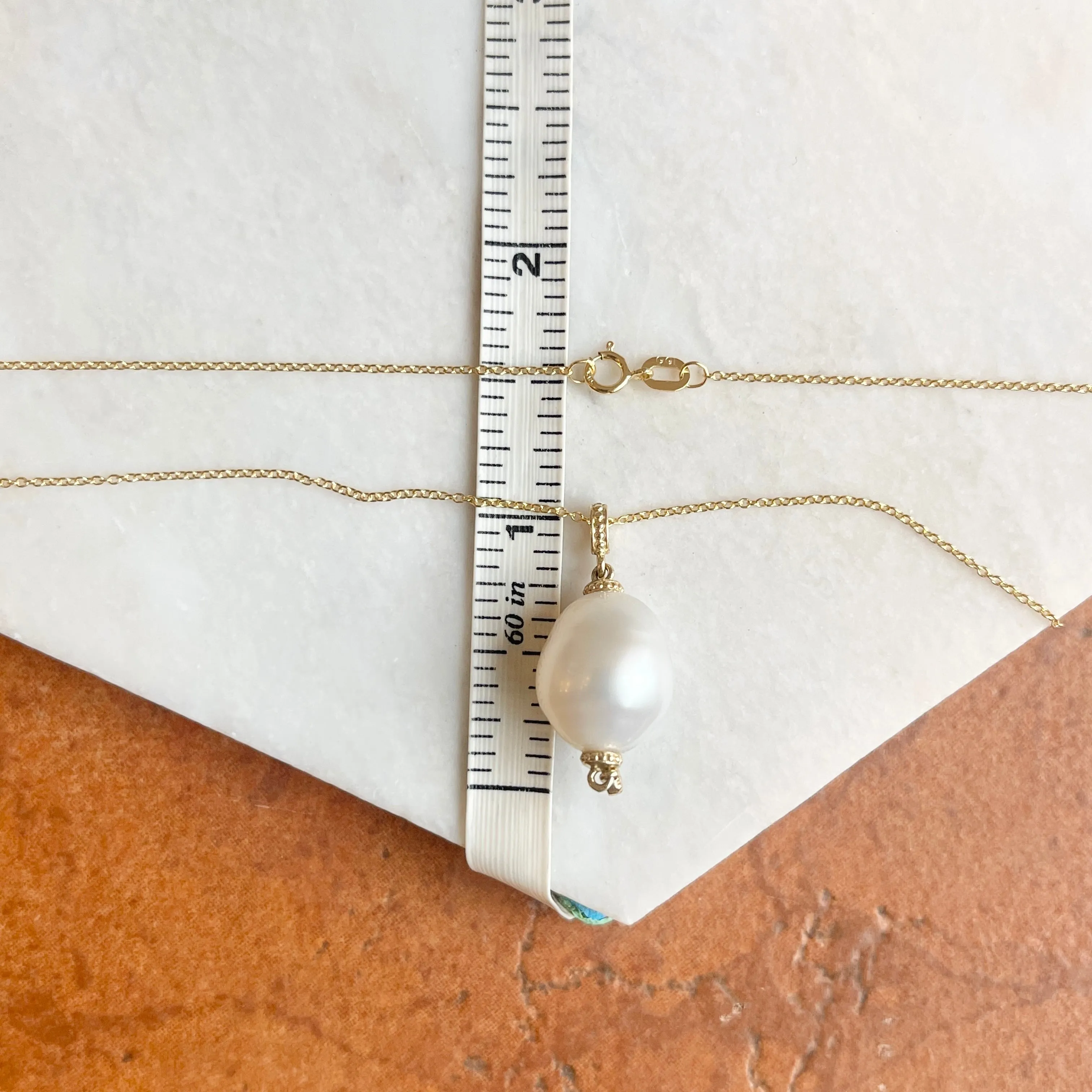 14KT Yellow Gold 11mm Paspaley South Sea Pearl Ornate Pendant Necklace
