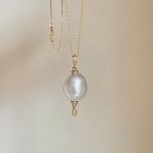 14KT Yellow Gold 11mm Paspaley South Sea Pearl Ornate Pendant Necklace