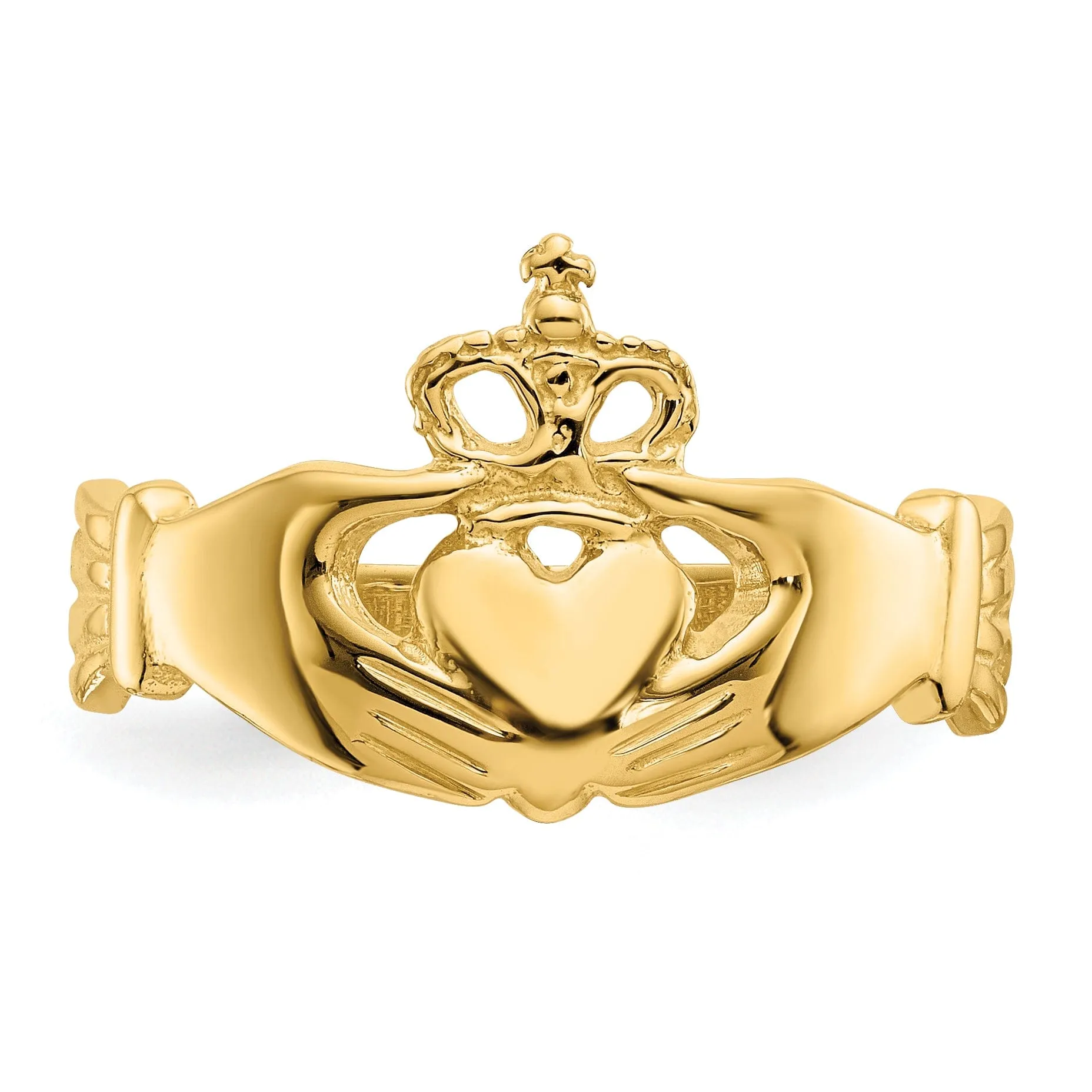 14kt yellow gold ladies claddagh ring