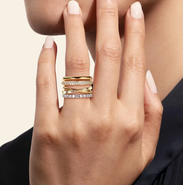 14KWY Diamond Easy Stackable Ladies Ring