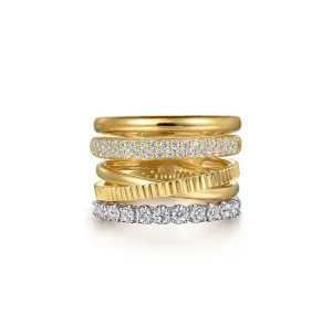 14KWY Diamond Easy Stackable Ladies Ring