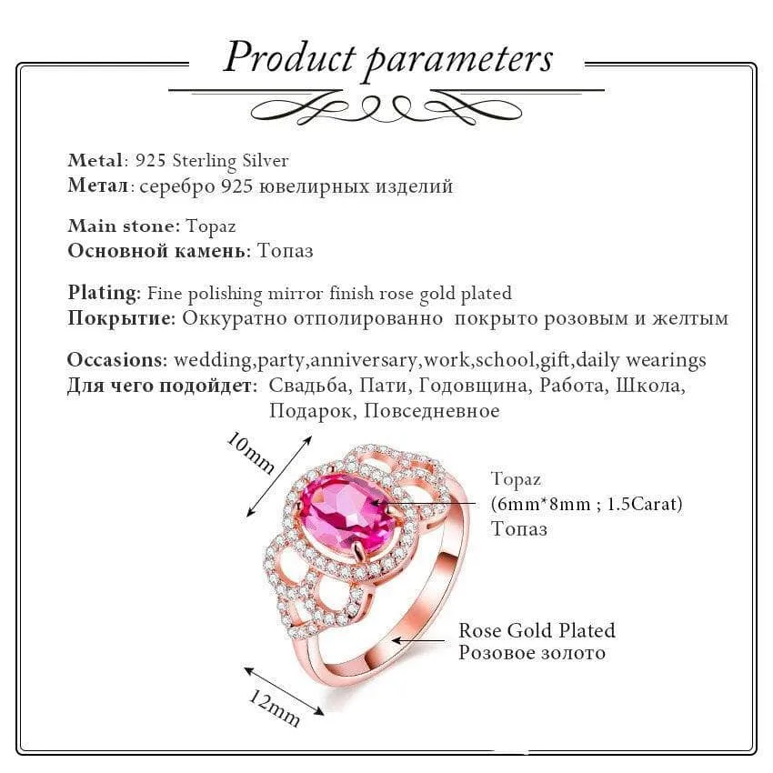 1.5ct Pink Topaz Natural Stone Eternity Rings