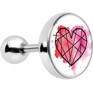 16 Gauge 1/4 Watercolor Geometric Heart Tragus Cartilage Earring