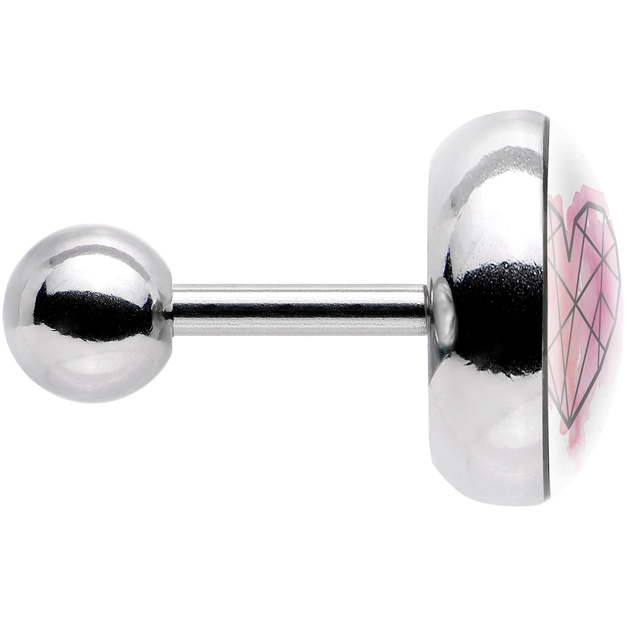16 Gauge 1/4 Watercolor Geometric Heart Tragus Cartilage Earring