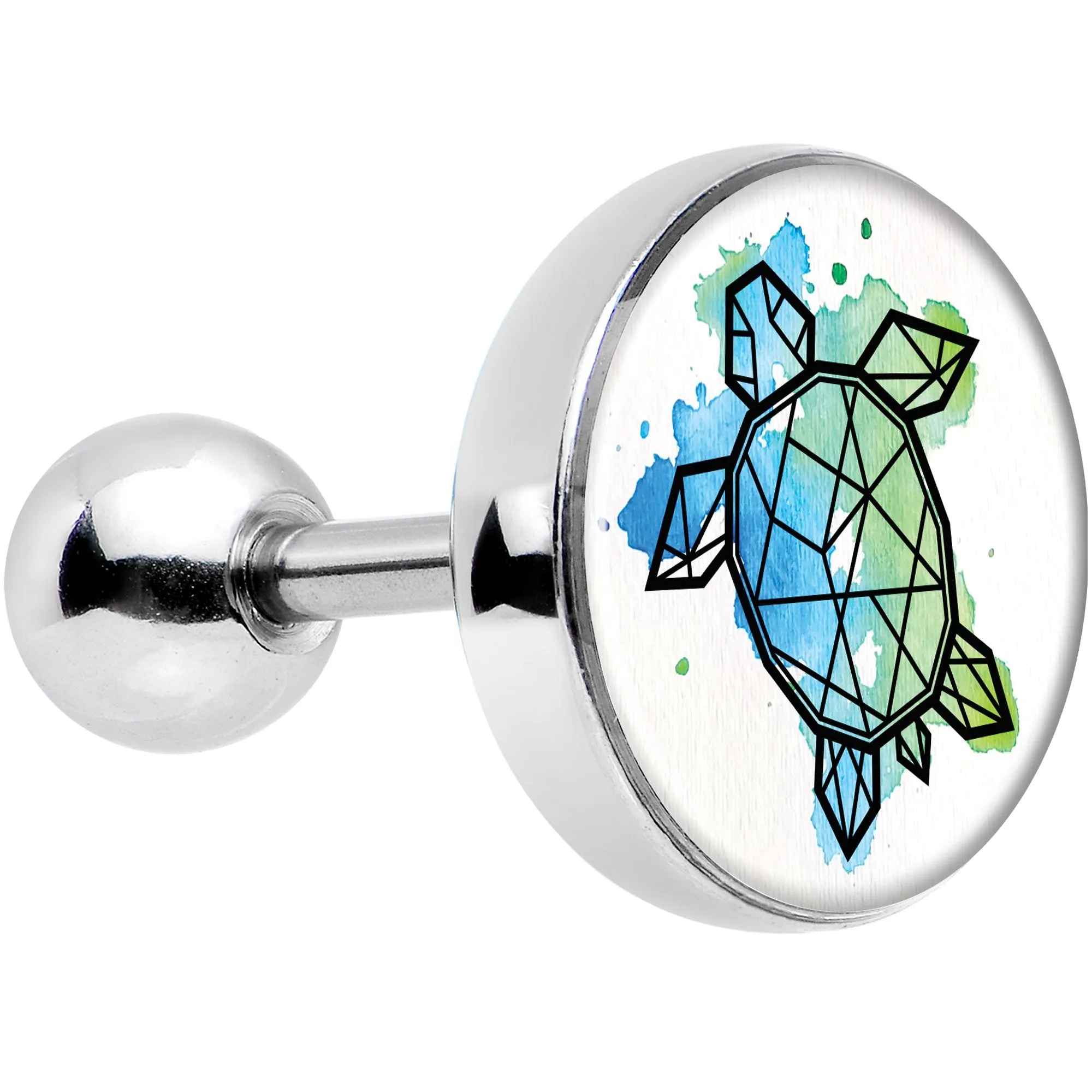 16 Gauge 1/4 Watercolor Geometric Turtle Tragus Cartilage Earring