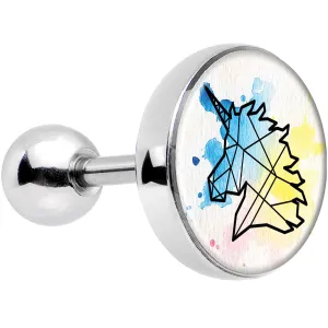 16 Gauge 1/4 Watercolor Geometric Unicorn Tragus Cartilage Earring