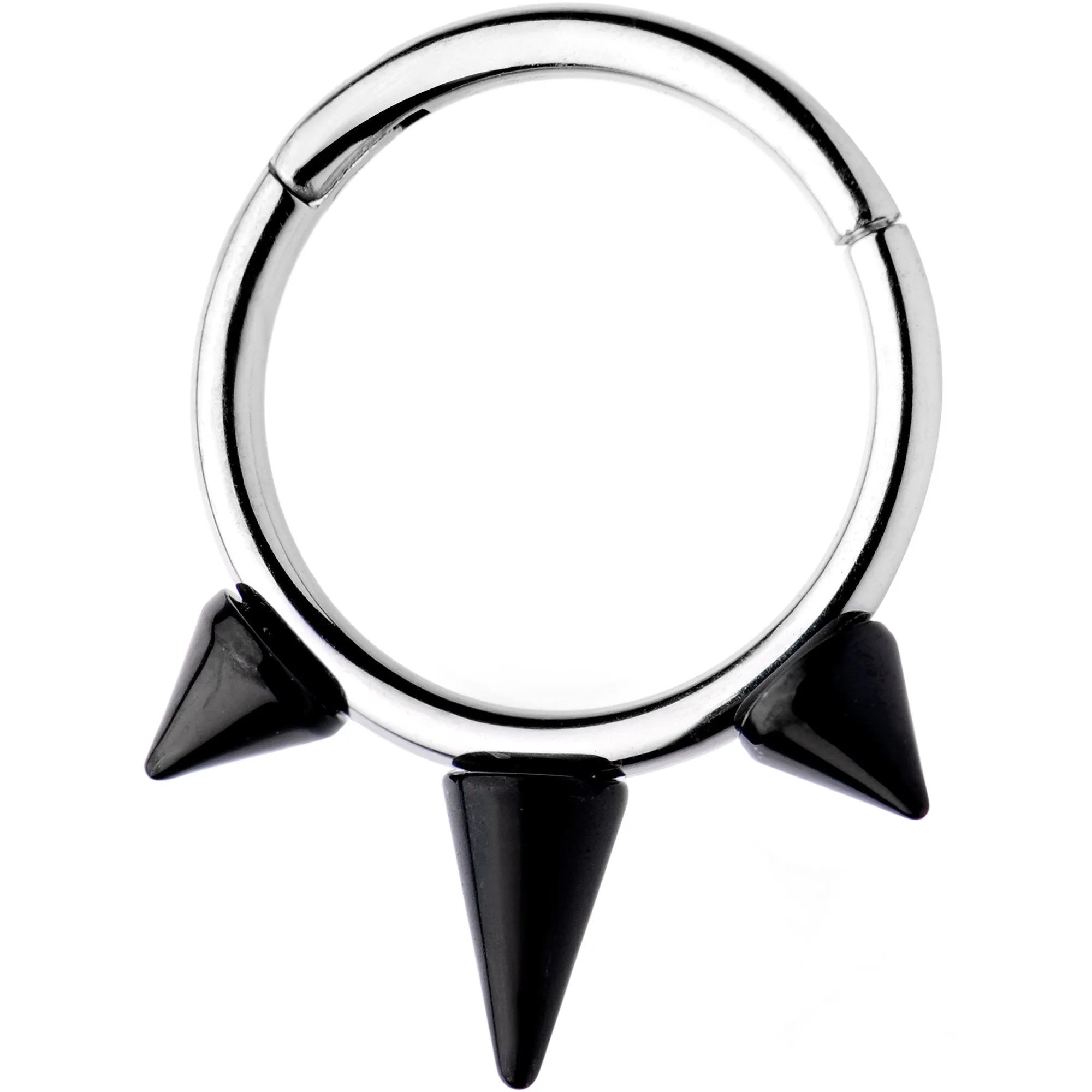 16 Gauge 3/8 Black Spike Punk Hinged Segment Ring
