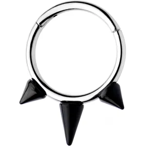 16 Gauge 3/8 Black Spike Punk Hinged Segment Ring
