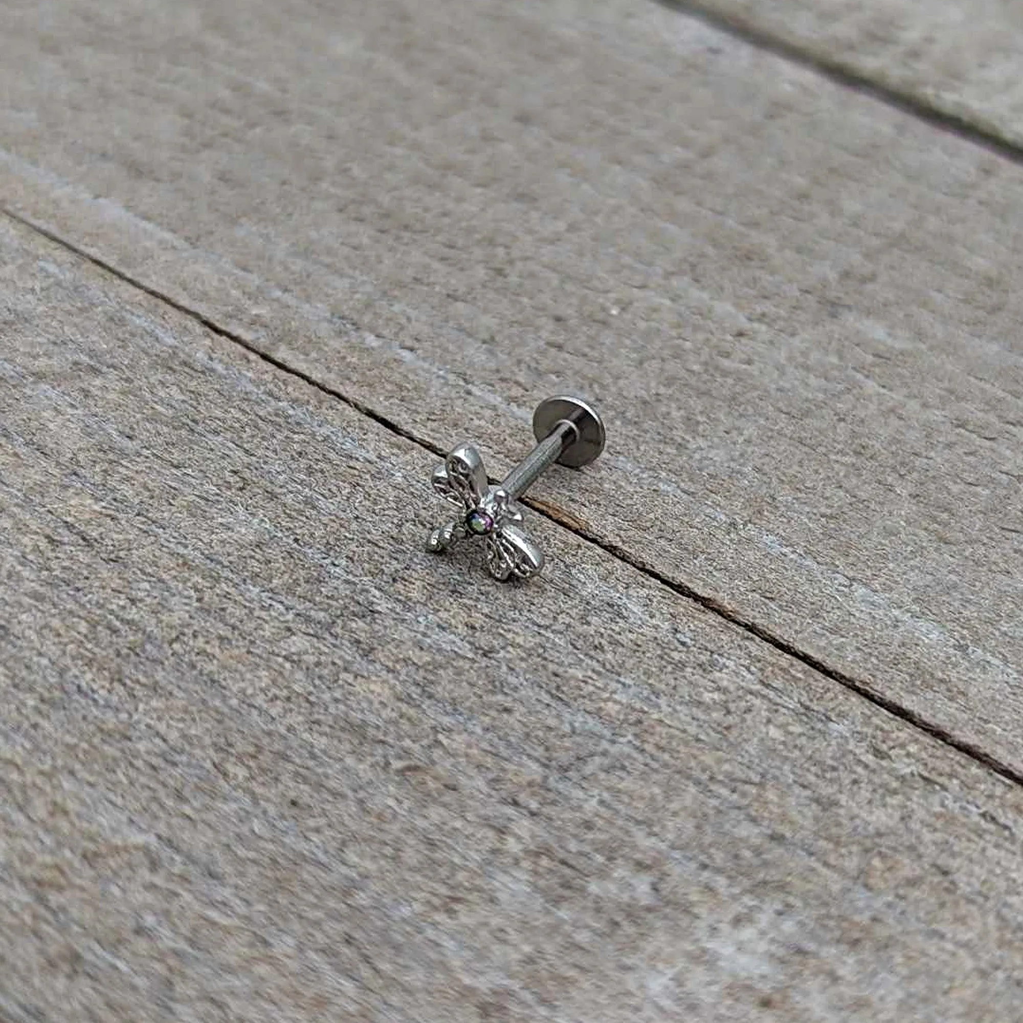 16 Gauge 5/16 Aurora Gem Ornate Dragonfly Labret Monroe Tragus