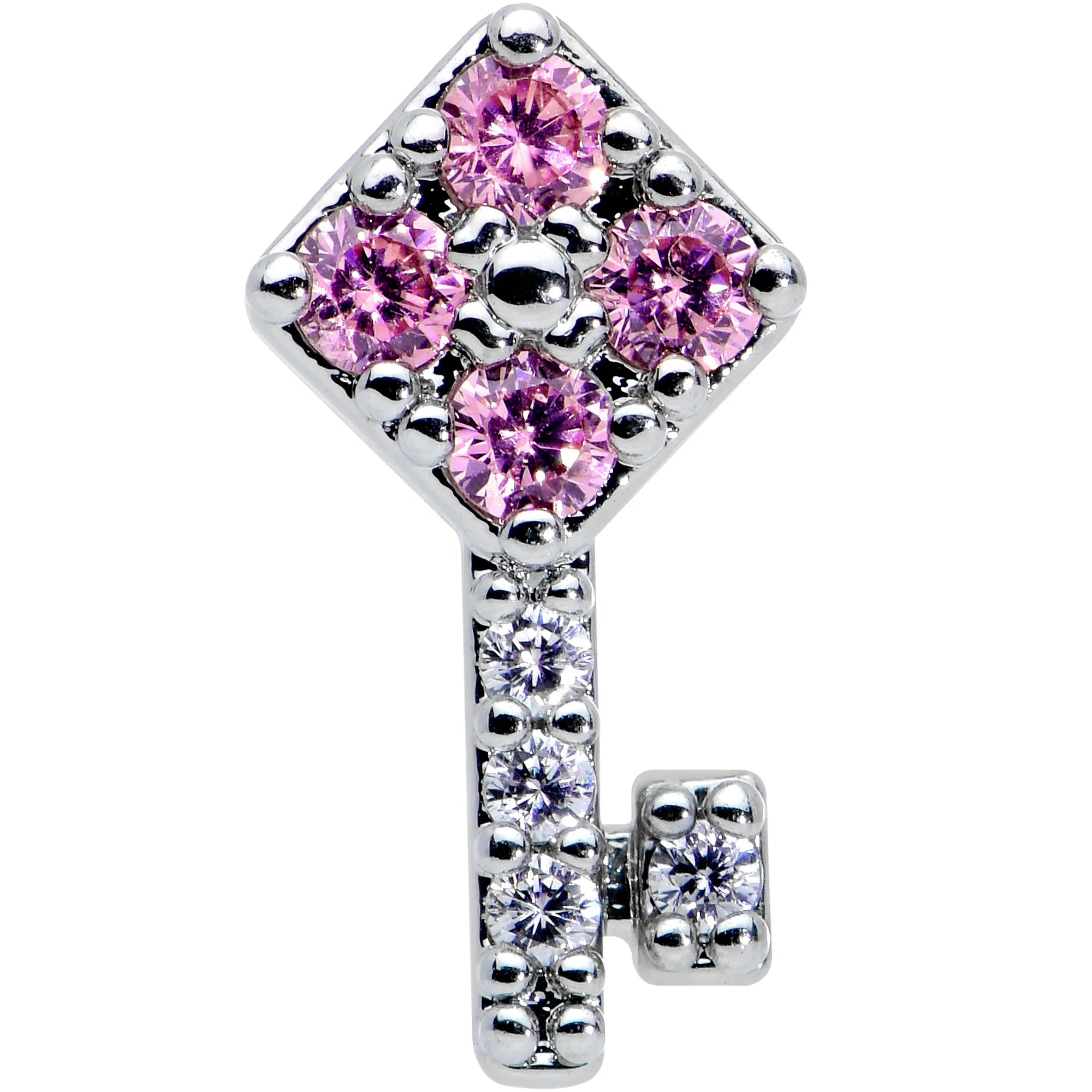 16 Gauge 5/16 Clear Pink Gem Angular Key Labret Monroe Tragus