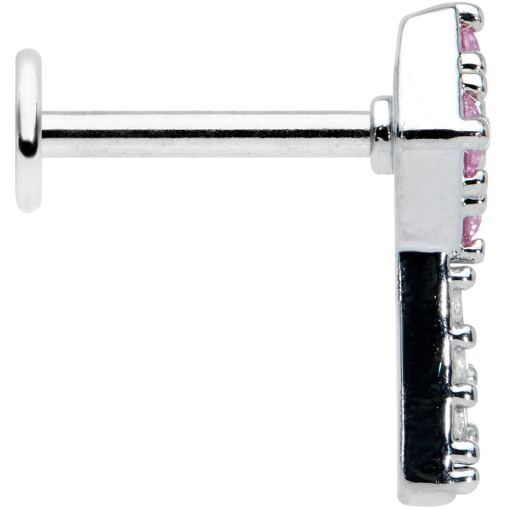 16 Gauge 5/16 Clear Pink Gem Angular Key Labret Monroe Tragus