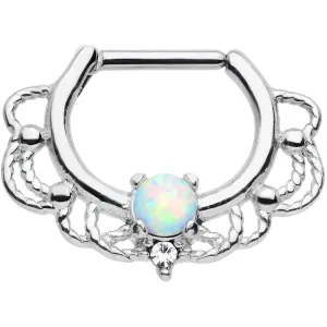 16 Gauge Clear Iridescent Imitation Opal Rope Accent Septum Clicker