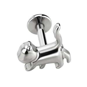 16G Titanium Internally Threaded Cute Cat Cartilage Stud