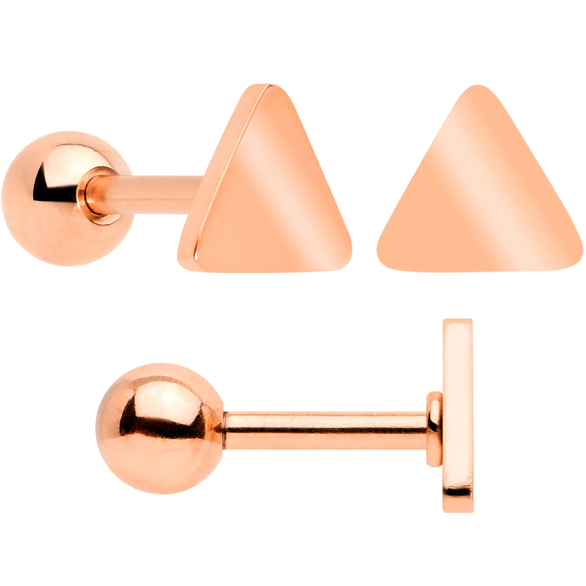 18 Gauge Clear CZ Gem Rose Gold Tone Heart Cartilage Tragus Set of 8
