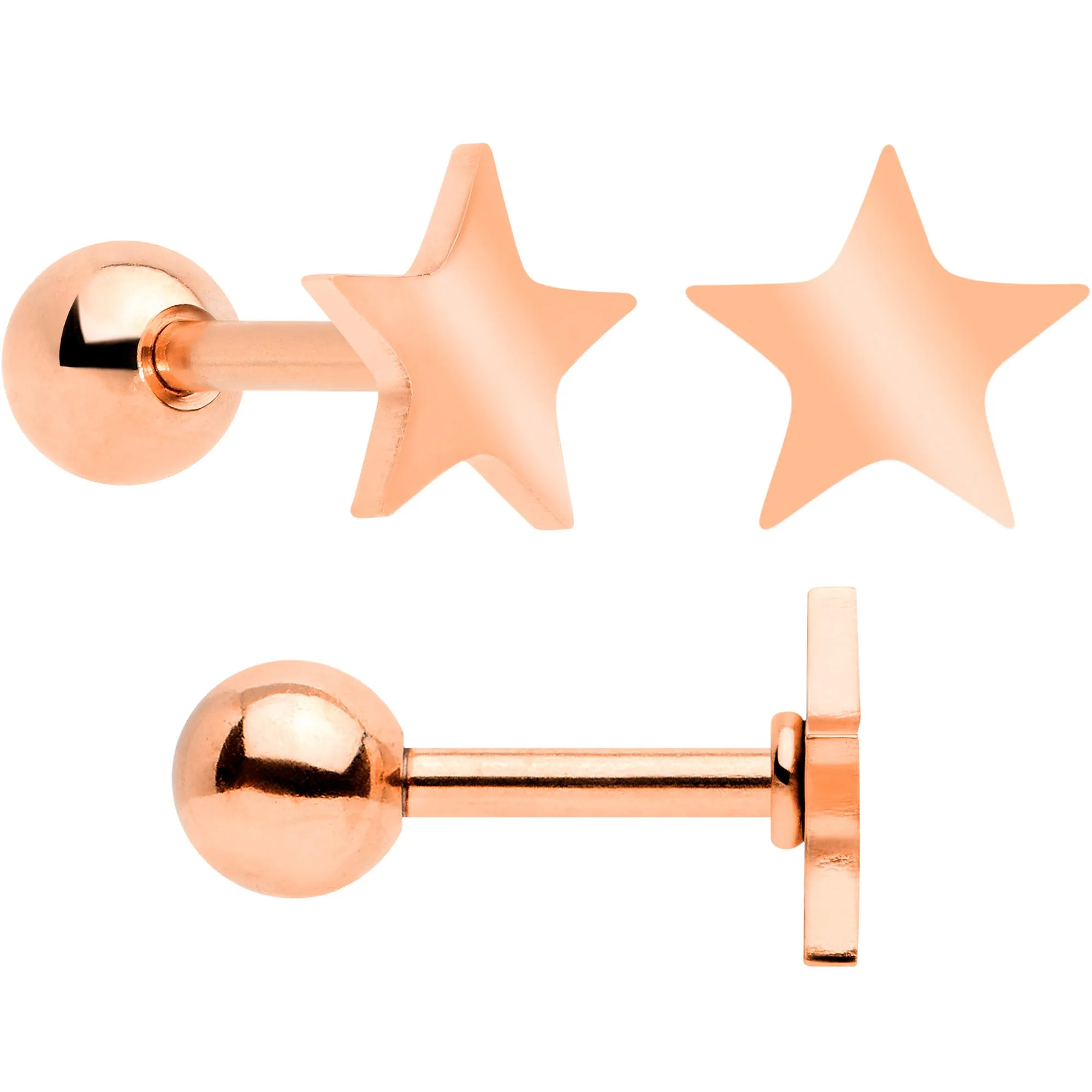 18 Gauge Clear CZ Gem Rose Gold Tone Heart Cartilage Tragus Set of 8