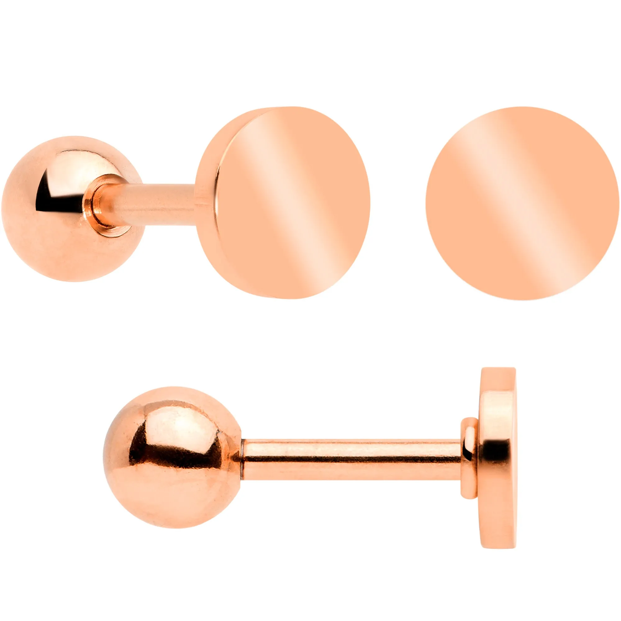 18 Gauge Clear CZ Gem Rose Gold Tone Heart Cartilage Tragus Set of 8
