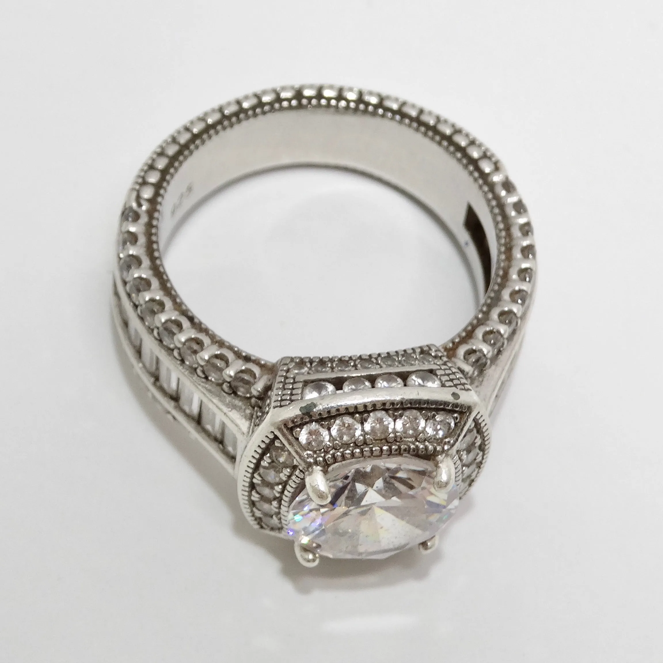 1990 Diamond Zirconia Silver Ring