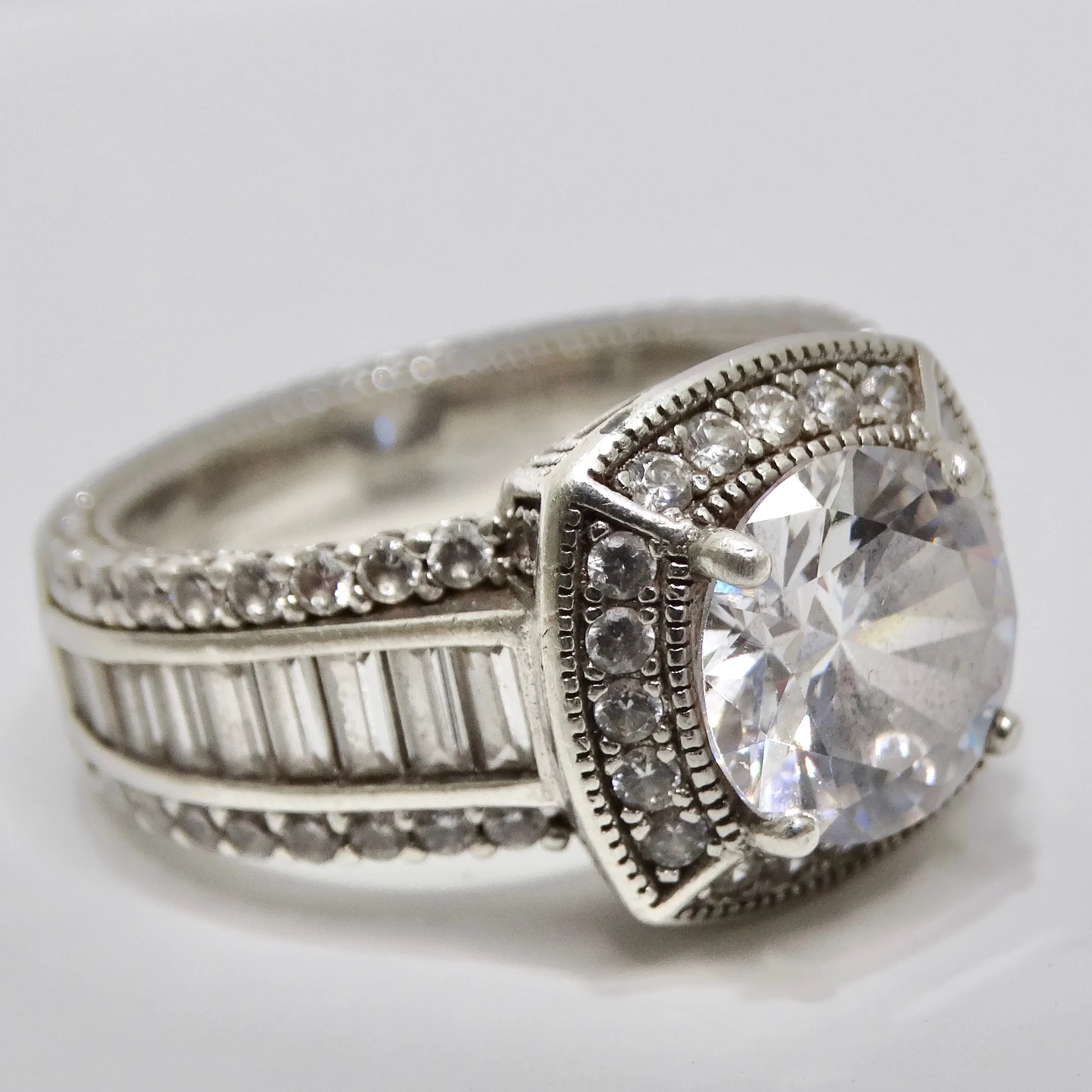 1990 Diamond Zirconia Silver Ring