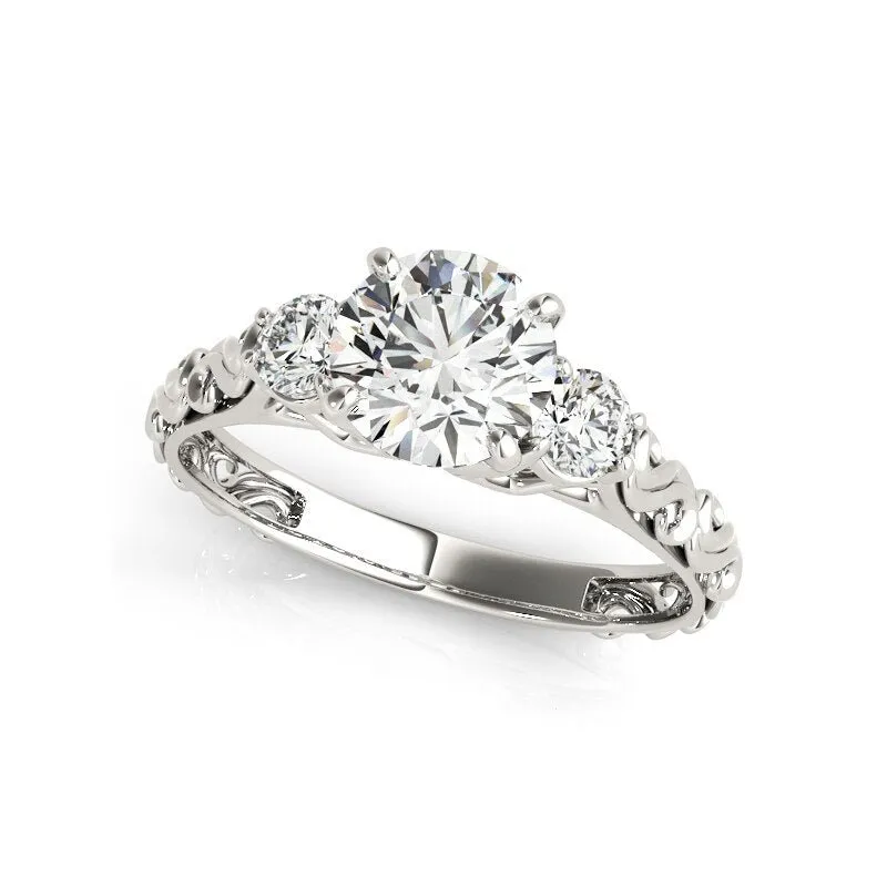 1ct Round Cut Diamond Three Stones Ring Set