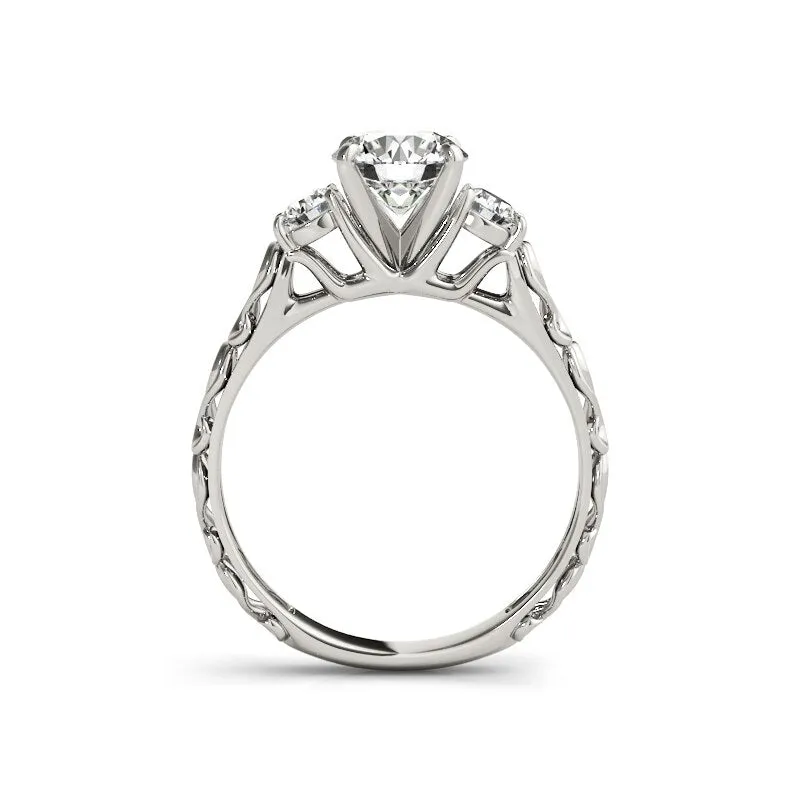 1ct Round Cut Diamond Three Stones Ring Set