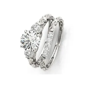 1ct Round Cut Diamond Three Stones Ring Set