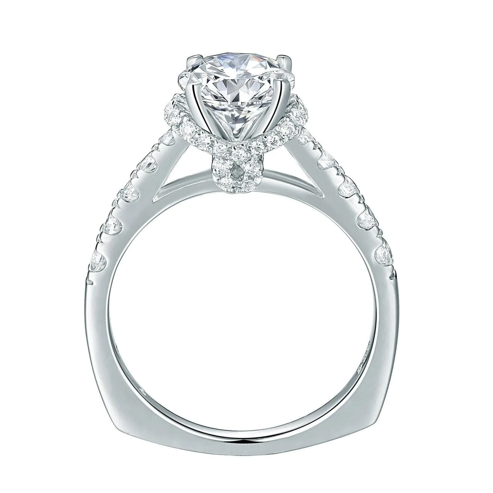 2 Pcs 2.0 Ct Round Cut Diamond Halo Ring