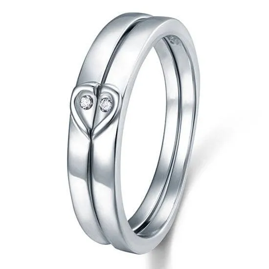 2 Pcs Heart-Cut Diamond Wedding Ring Set