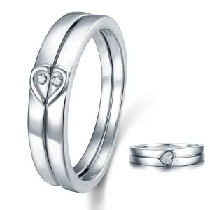 2 Pcs Heart-Cut Diamond Wedding Ring Set
