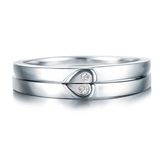 2 Pcs Heart-Cut Diamond Wedding Ring Set