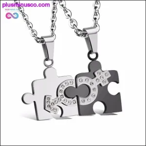 2 pcs Set Stainless Steel Puzzle Piece Pendant and Necklace