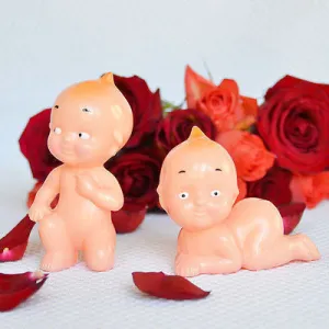 2 Vintage Style Kewpie Dolls Cake Topper, Baby Shower Topper Favor, Cupid Babies