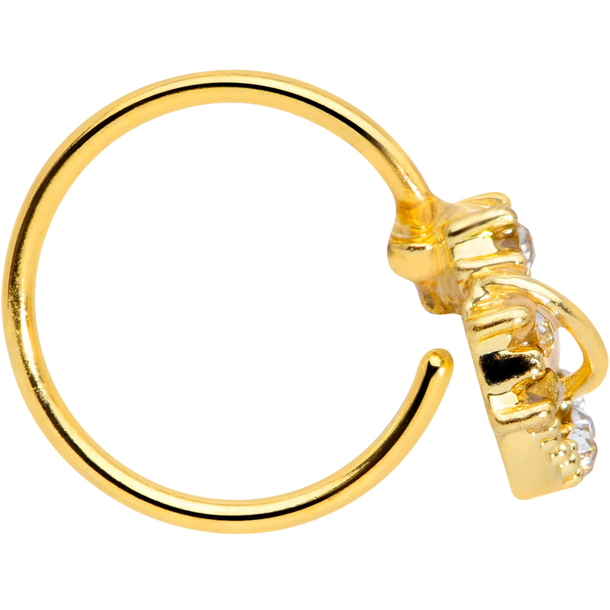 20 Gauge 5/16 Clear Gem Gold Tone Saturn Moon Nose Hoop