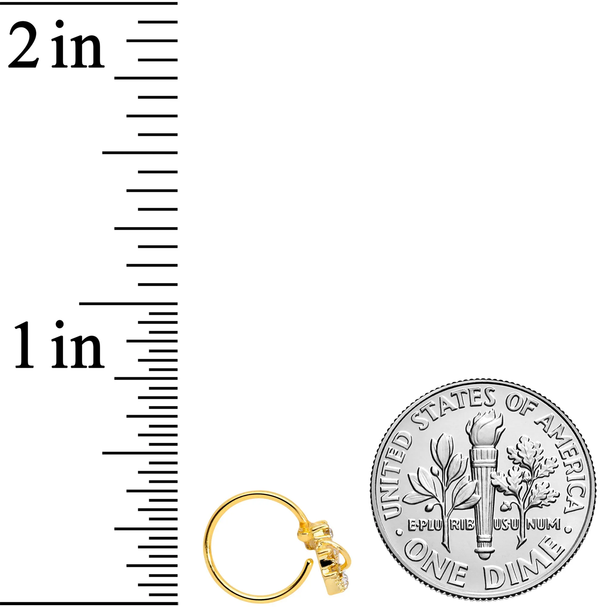 20 Gauge 5/16 Clear Gem Gold Tone Saturn Moon Nose Hoop